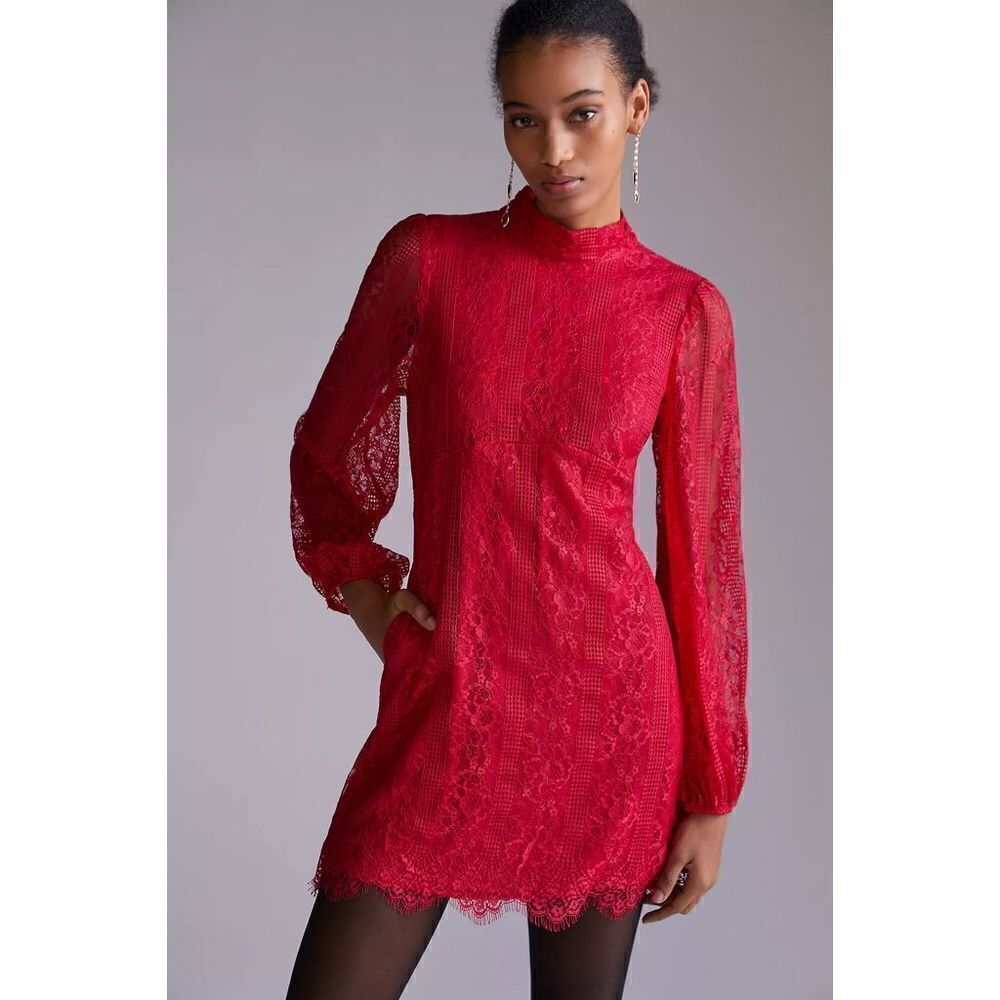 Anthropologie - Maeve Open-Back Lace Mini Dress